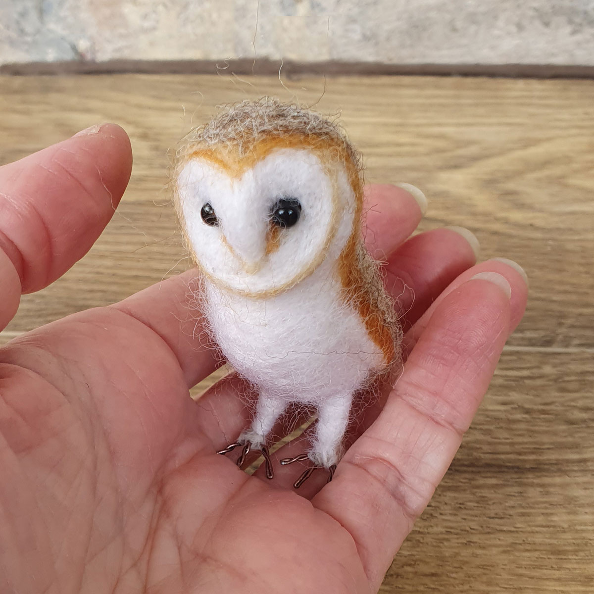 Miniature Needle Felted Sculpture - Barn Owl