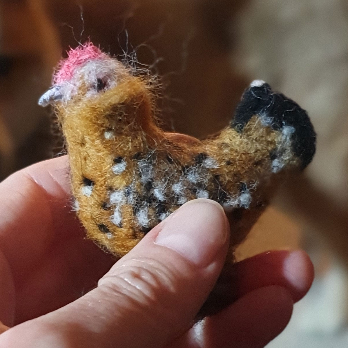 Miniature Needle Felted Sculpture - Bantam Hen