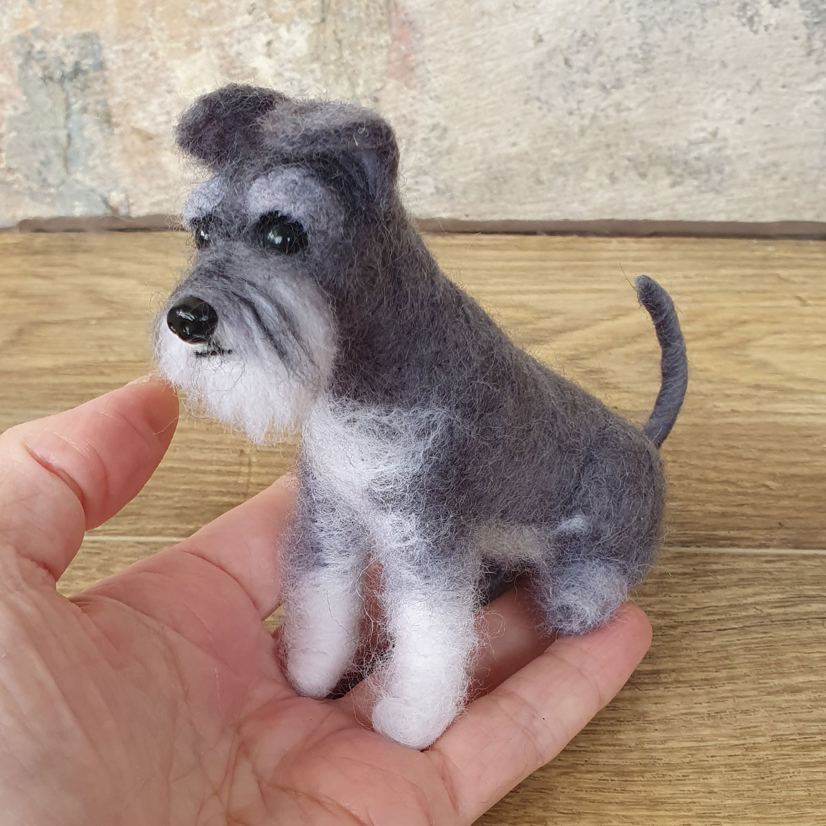 Miniature Needle Felted Sculpture - Schnauzer